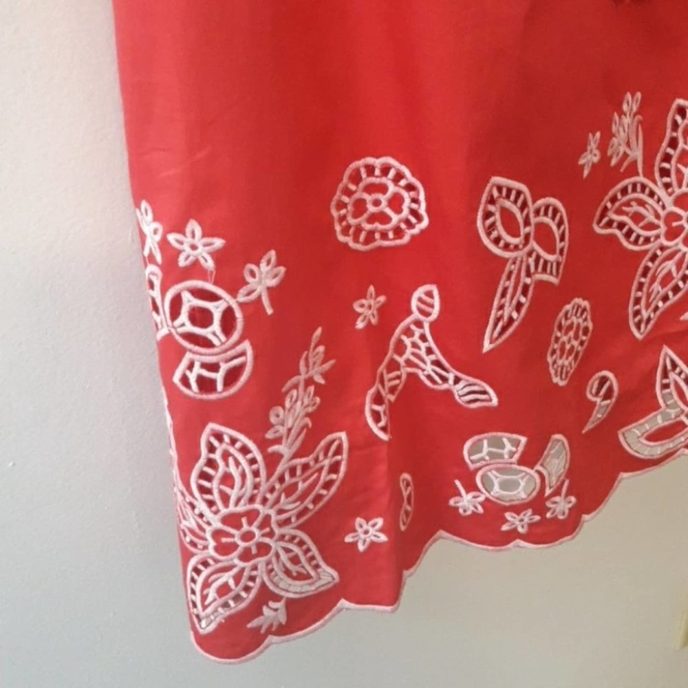 Anthropologie Smocked Boho Off the Shoulder Red Dress - Picture 6 of 8